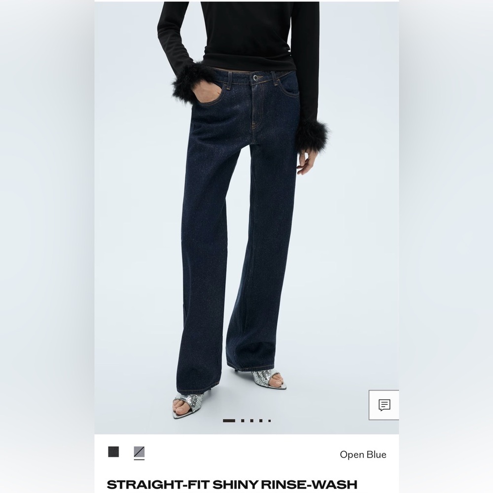 NWT Mango size 14 Straight-Fit Shiny Rinse-Wash Jeans